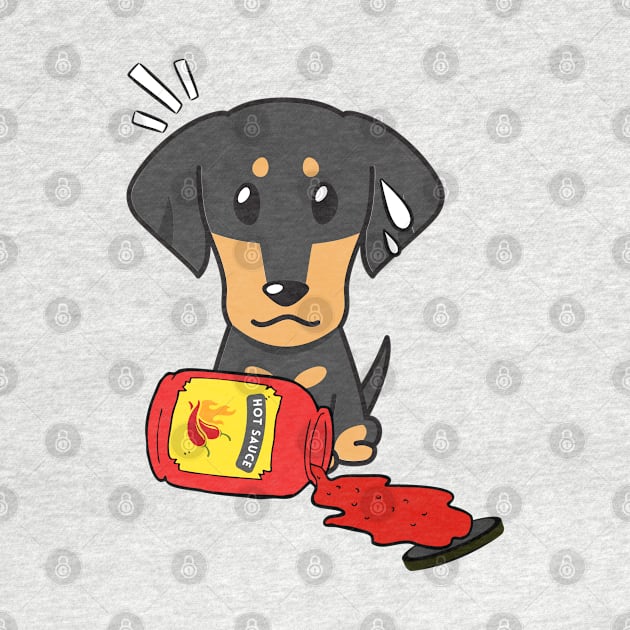 Funny Dachshund Spilled Hot Sauce by Pet Station